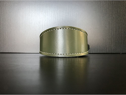 Lined Army Green - Whippet Leather Collar - Size S